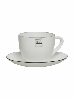 Mukit & Kupit & Asetit|Asa Á table -cappuccinokuppi ja lautanen WHITE
