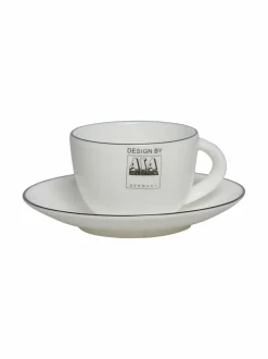 Mukit & Kupit & Asetit|Asa À Table -espressokuppi 0,07 l ja Ligne Noir -lautanen WHITE