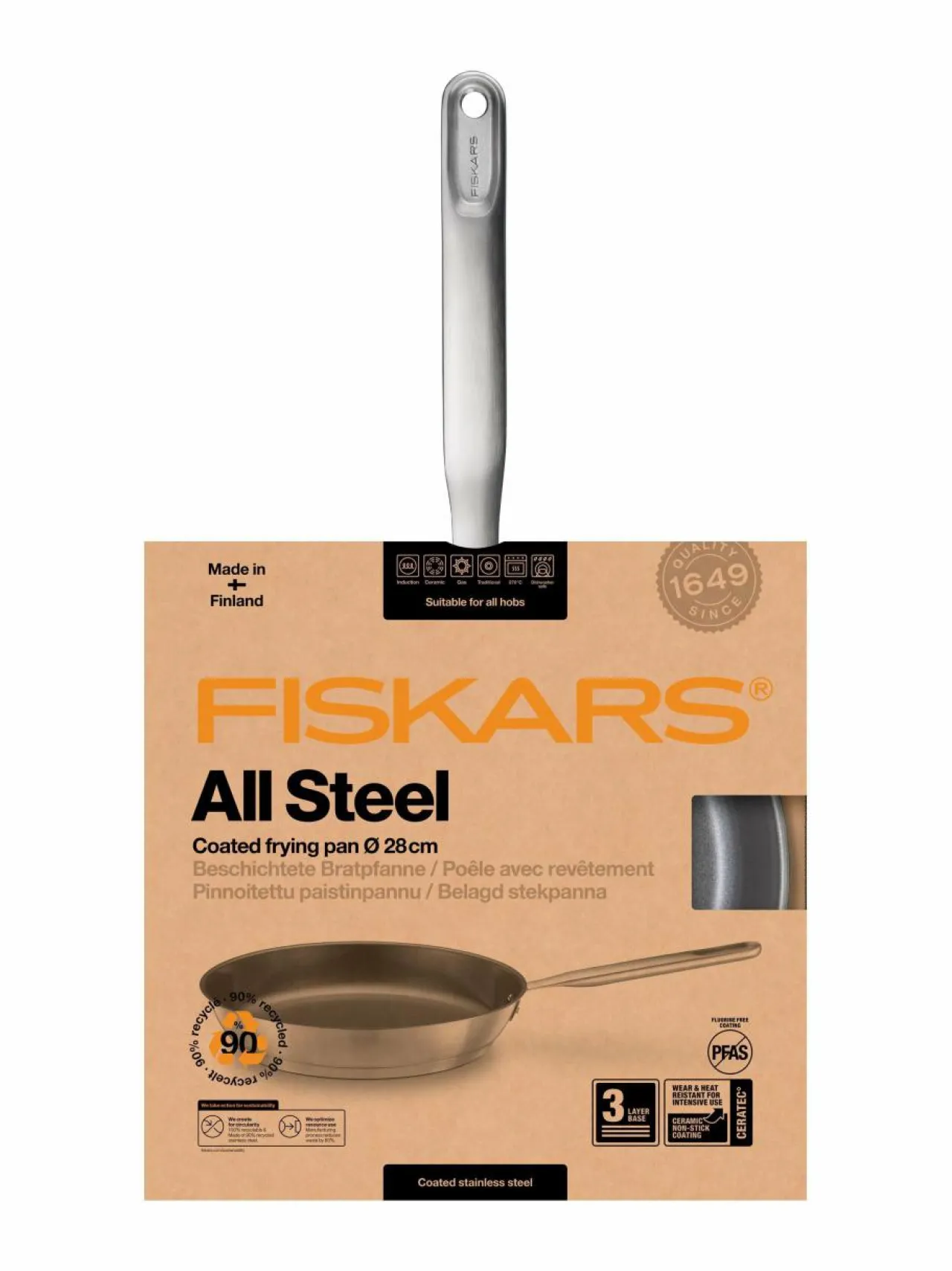 Keitto- & Paistoastiat|Fiskars All Steel -paistinpannu ø 28 cm GREY