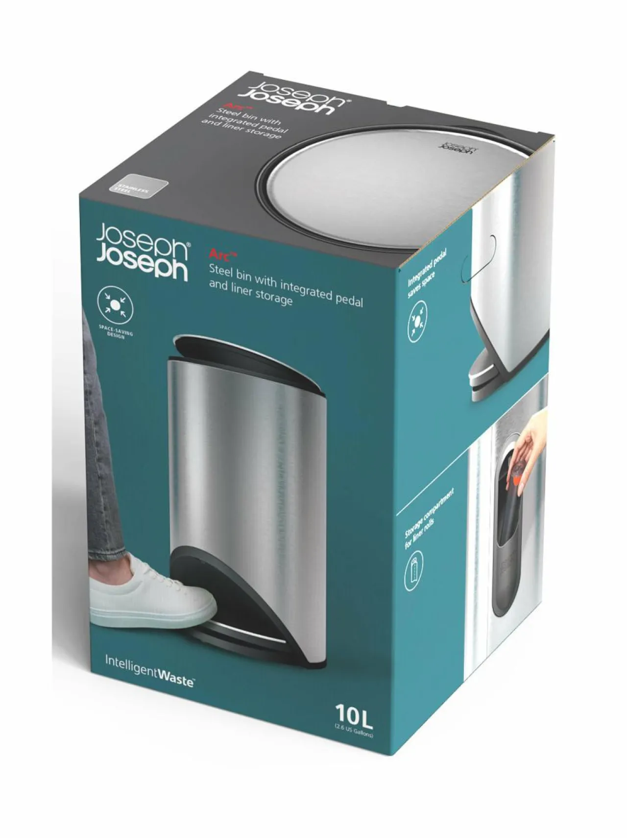 Roskakorit & -Pussit|Joseph Joseph Arc-roskakori 10 l STAINLESS STEEL