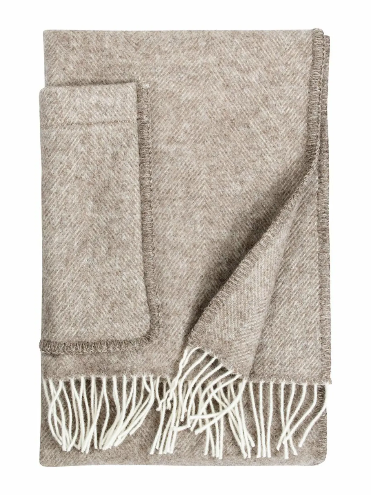 Huovat & Päiväpeitot|Lapuan Kankurit Arvo-taskullinen villahuopa 60 x 180 cm 1 WHITE-NATURE'S BEIGE