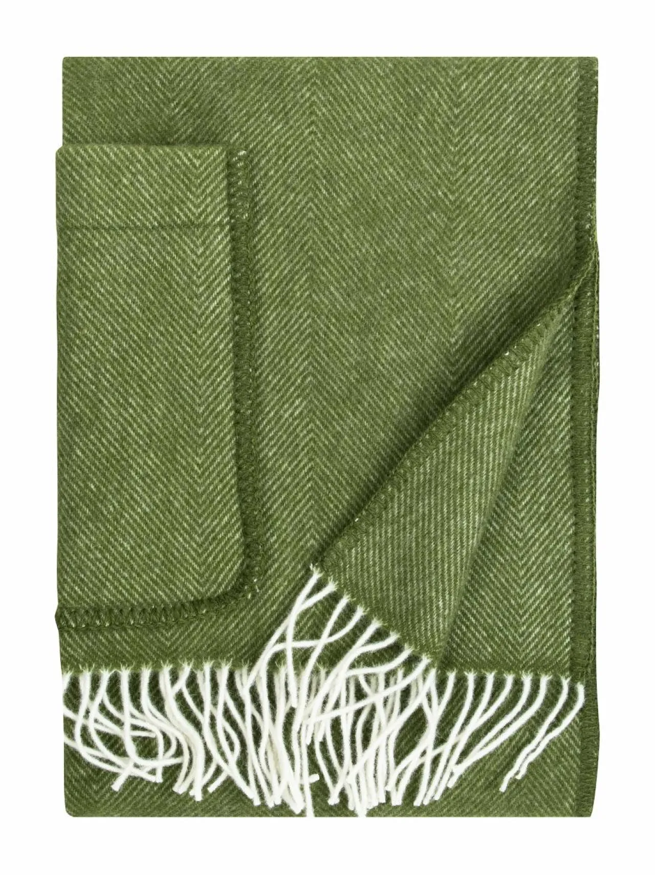 Huovat & Päiväpeitot|Lapuan Kankurit Arvo-taskullinen villahuopa 60 x 180 cm 4 WHITE-OLIVE