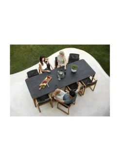 Puutarhakalusteet & Pehmusteet|Cane-Line Aspect-ruokapöytä 210 x 100 x 72 cm TEAK, MUSTA FOSSIILIKUVIOITU