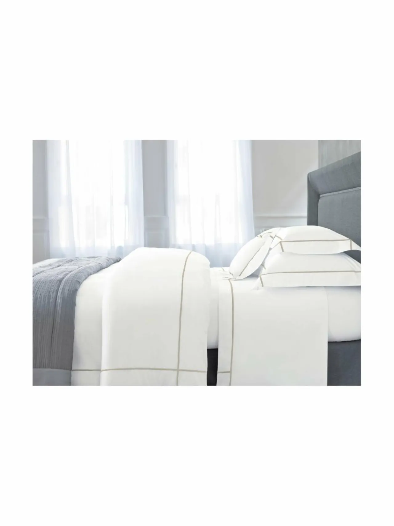 Liinavaatteet|Yves Delorme Athena-pussilakana VALKOINEN/BEIGE