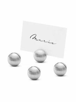 Koriste-Esineet|Georg Jensen Bernadotte-pöytäkortinpidike 4 kpl STEEL