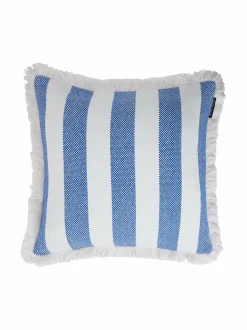Sisustustyynyt|Lexington Block Striped Fringe -tyynynpäällinen 50 x 50 cm WHITE/SEA BLUE