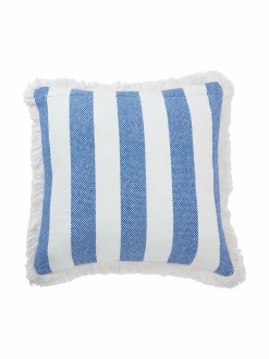 Sisustustyynyt|Lexington Block Striped Fringe -tyynynpäällinen 50 x 50 cm WHITE/SEA BLUE