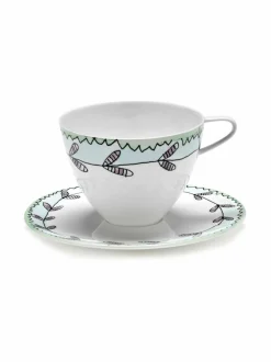 Mukit & Kupit & Asetit|Serax Blossom Milk Midnight Flowers -cappuccinokuppisetti, 2 kpl MULTICO