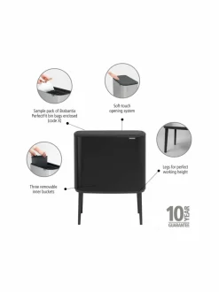 Roskakorit & -Pussit|Brabantia Bo Touch Bin -roskakori 3 x 11 l MATT BLACK