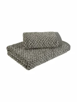 Kylpyhuonetekstiilit|Möve Brooklyn-pyyhe MUSTA/HARMAA/VALKOINEN