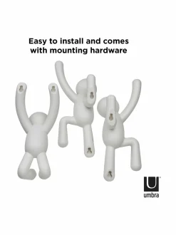 Naulakot & Koukut|Umbra Buddy-koukku, 3 kpl VALKOINEN