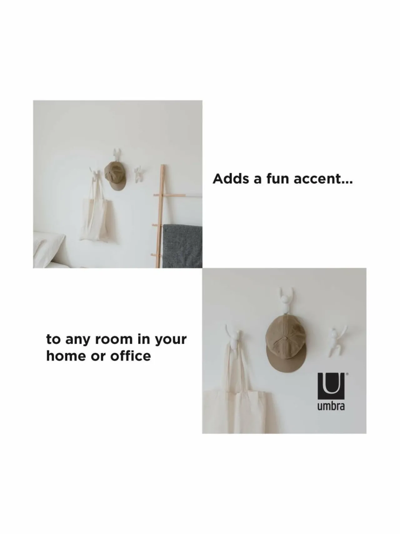 Naulakot & Koukut|Umbra Buddy-koukku, 3 kpl VALKOINEN