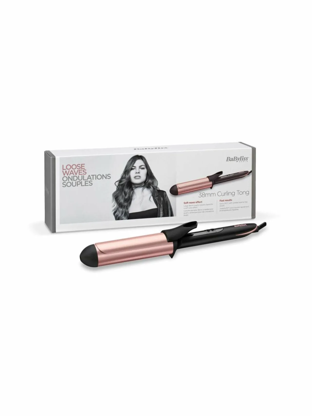 Hiustenhoito|Babyliss C453E 38mm Curling Tong -kiharrin BLACK/PINK