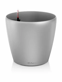 Ruukut & Istutusastiat|Lechuza Classiko kiiiltävä Hopea Altakasteluruukku pyörillä, ∅60cm, korkeus 56cm HOPEA KIILTÄVÄPINTA