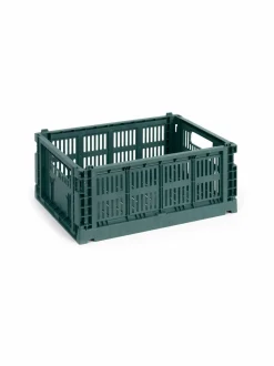 Säilytys|HAY Colour Crate Medium -säilytyslaatikko 26,5 x 34,5 x 14 cm DARK GREEN