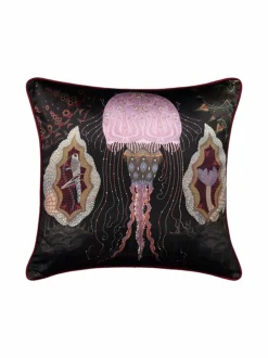 Sisustustyynyt|Klaus Haapaniemi & Co Cosmic Jellyfish Silk Cushion Cover -silkkityynynpäällinen BLACK