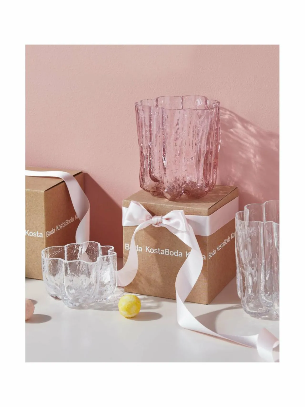 Koriste-Esineet|Kosta Boda Crackle-kristallimaljakko 12,1 cm PINK