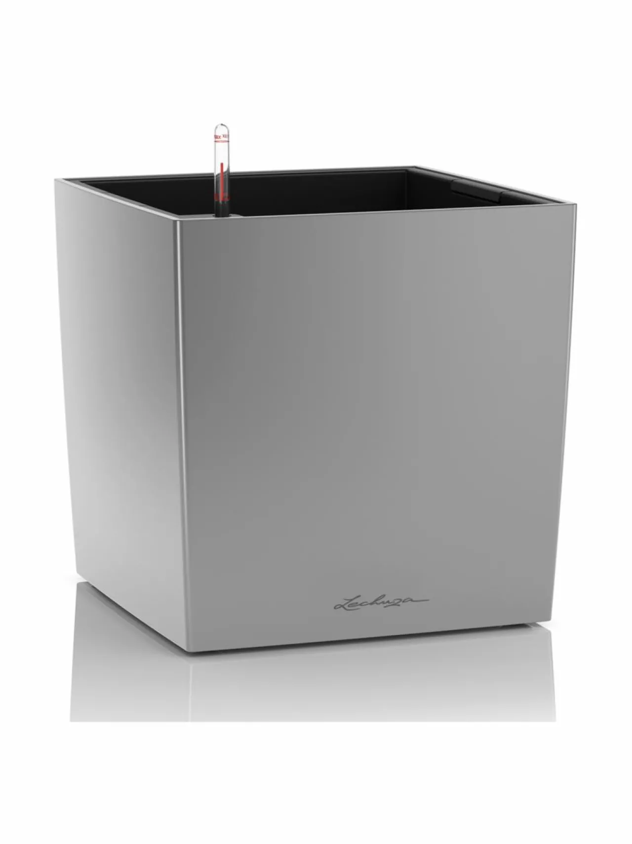 Ruukut & Istutusastiat|Lechuza Cube Premium 40 Hopea Altakasteluruukku pyörillä ∅40x40cm korkeus40cm HOPEA KIILTÄVÄPINTA