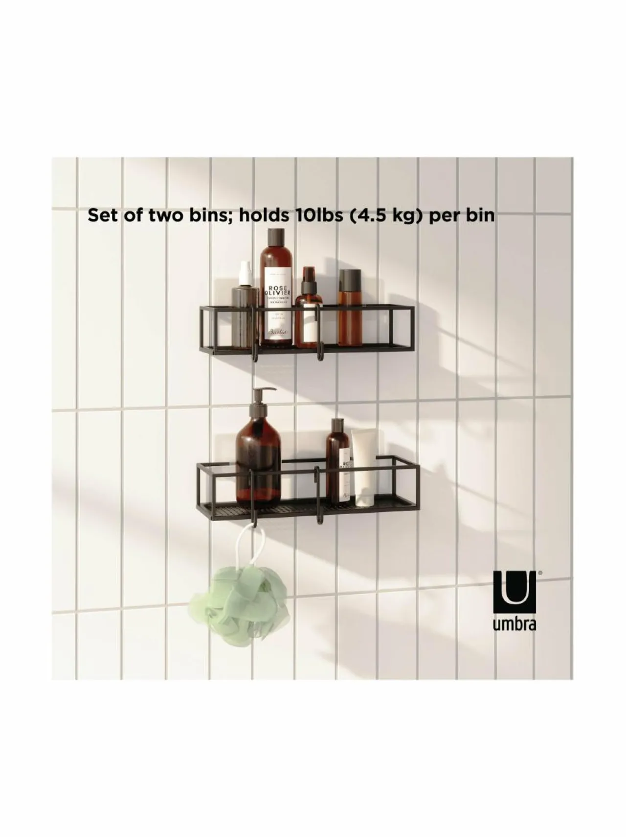 Säilytys|Umbra Cubiko-suihkuteline 2 kpl BLACK