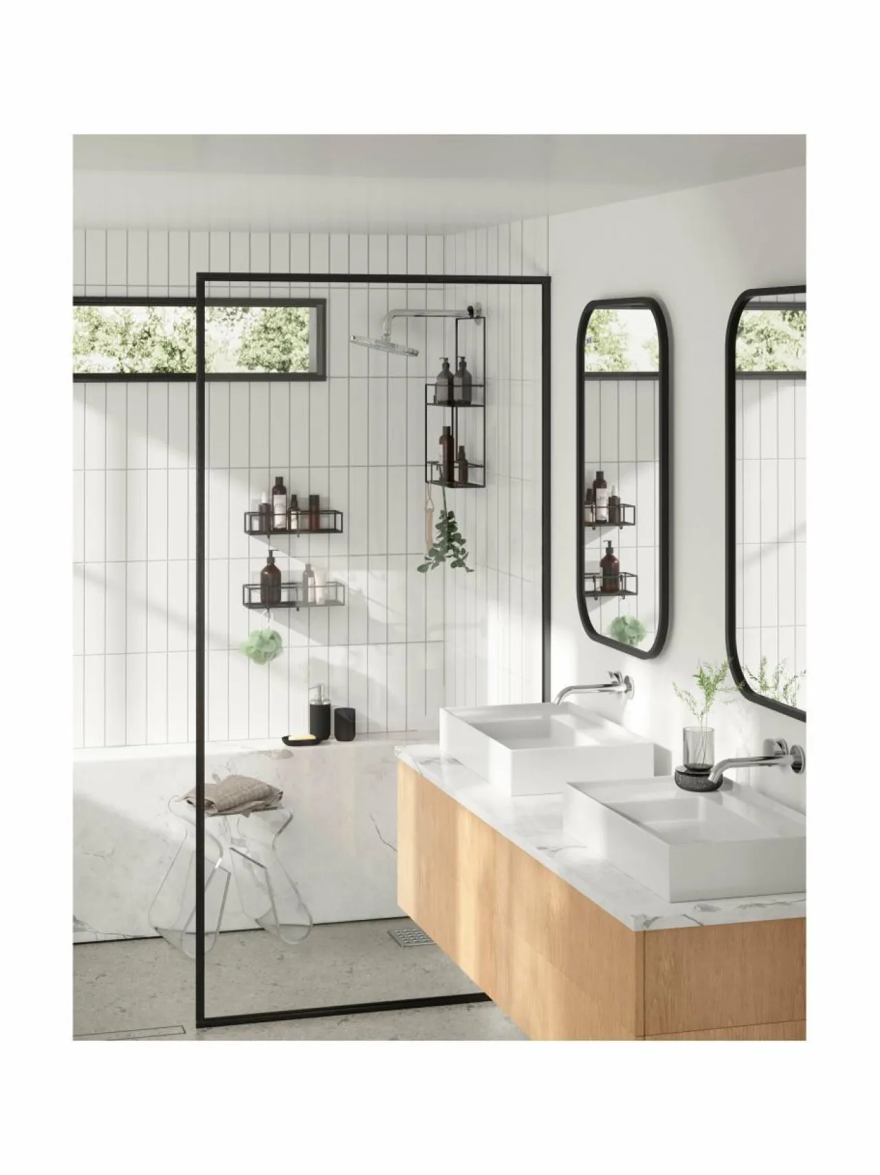 Säilytys|Umbra Cubiko-suihkuteline 2 kpl BLACK