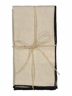 Keittiö- & Kattaustekstiilit|Casa Stockmann Dala-lautasliina 45 x 45 cm, 4 kpl LT. NATURAL LINEN/BLACK