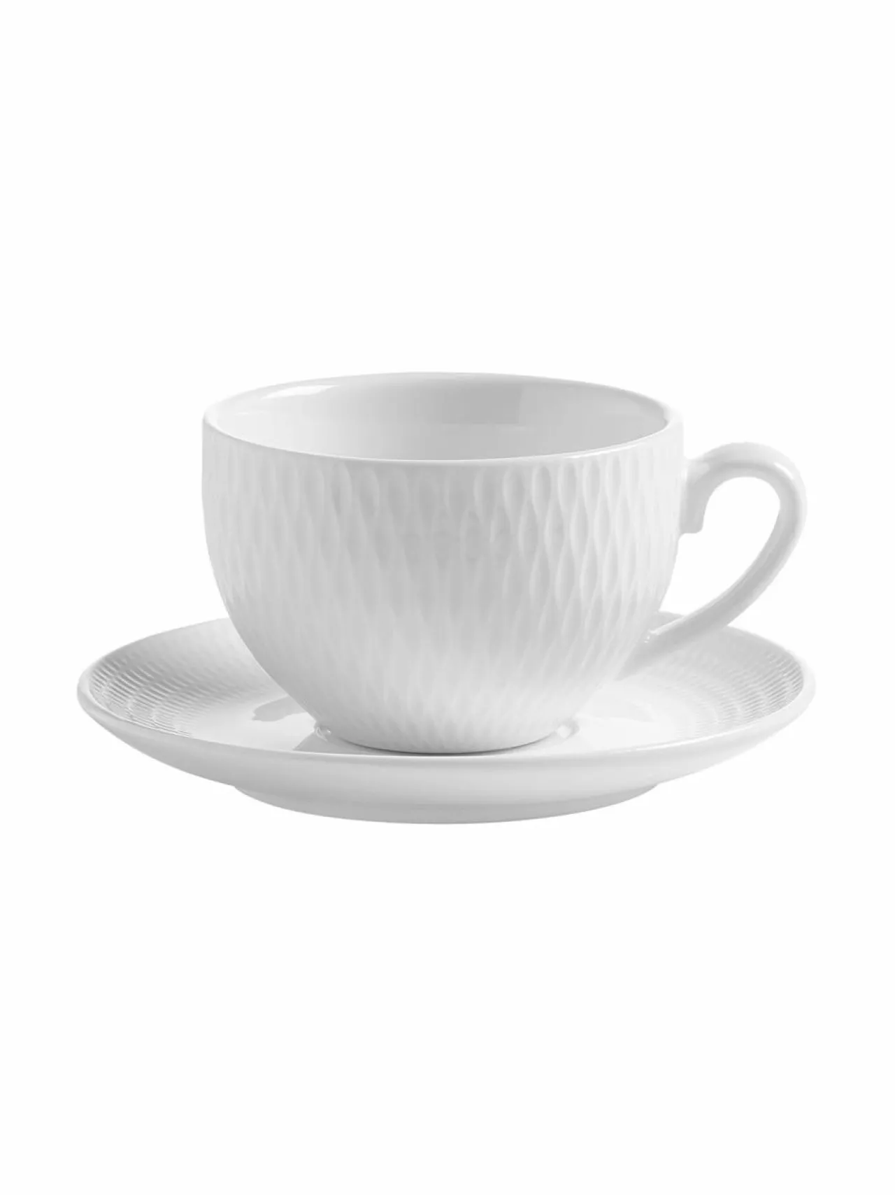 Mukit & Kupit & Asetit|Maxwell&Williams Diamonds- posliinikuppi ja pikkulautanen WHITE