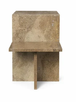 Pöydät|Ferm Living Distinct-sivupöytä DARK BROWN TRAVERTINE