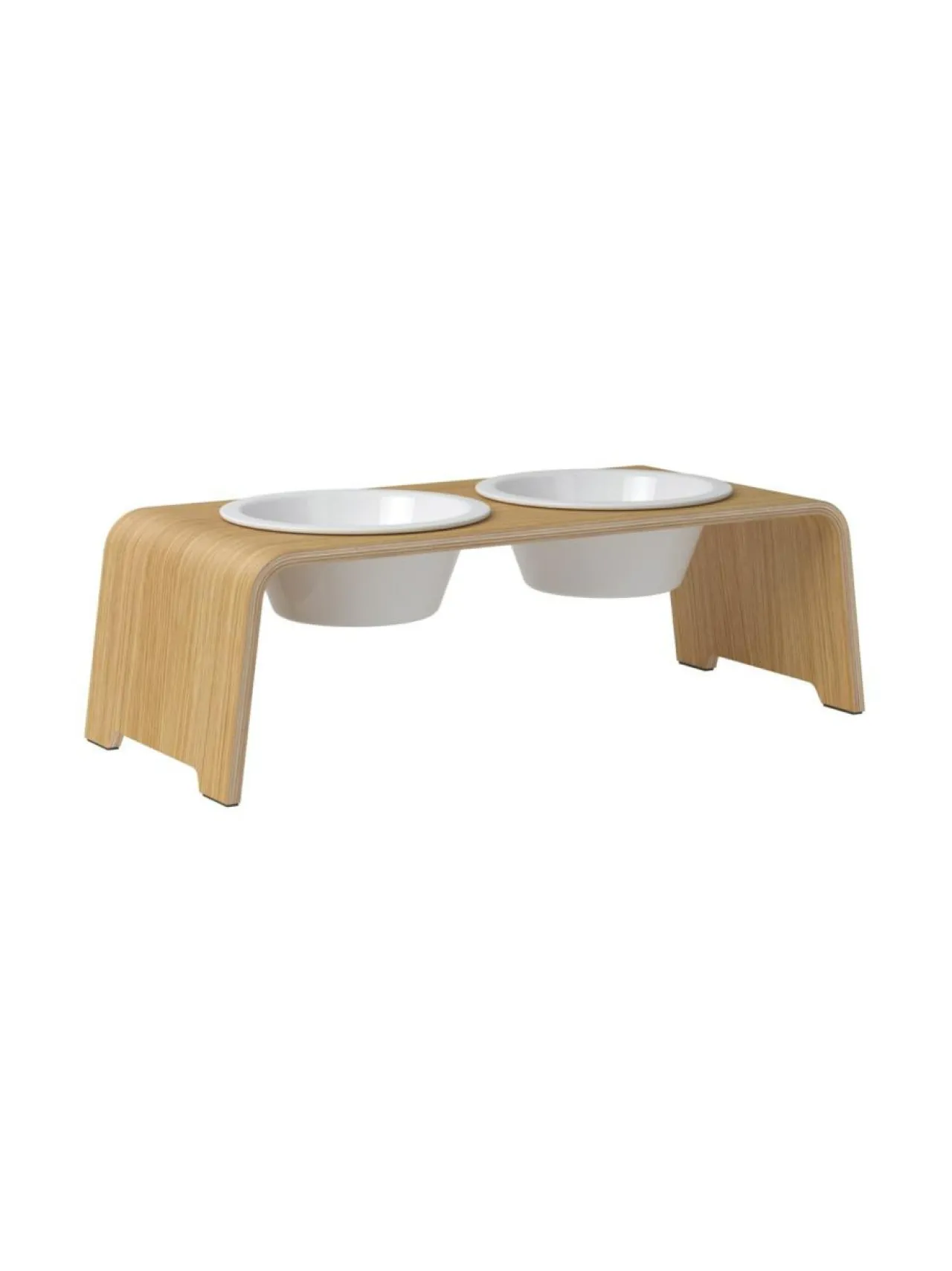 Ruokakupit Ja -Tarvikkeet|dogBar ® Classic korotettu ruokakuppiteline - Vaalea tammi POSLIINI