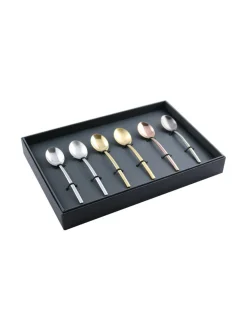 Aterimet & Tarjoiluvälineet|Mepra Due Multicolore-kahvilusikka 6 kpl lahjapakkauksessa