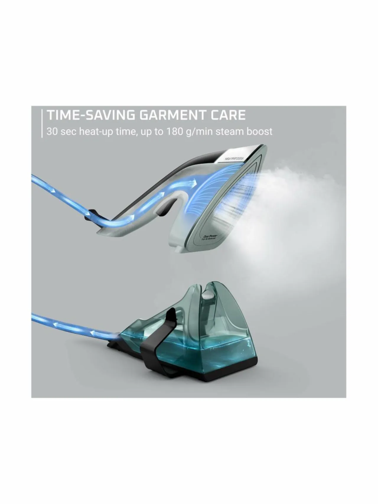 Pyykkihuolto|Tefal Duo Power 2in1 -vaatehöyrystin/silitysrauta EUCALYPTUS, BLACK