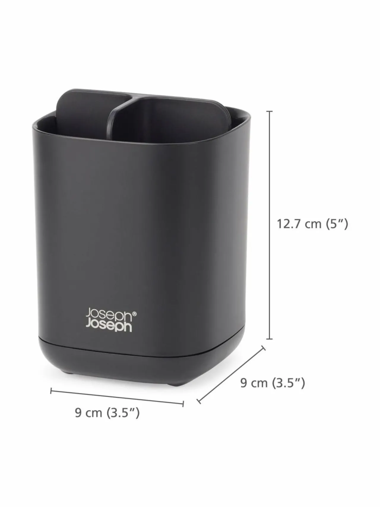 Kylpyhuonetarvikkeet|Joseph Joseph EasyStore Toothbrush Caddy -hammasharjateline 12,7 x 9 x 9 cm MATT BLACK