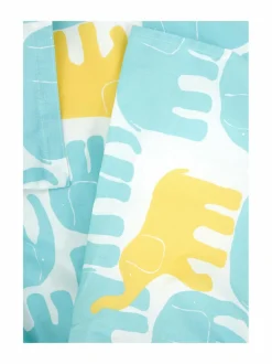 Liinavaatteet|Finlayson Elefantti Vapaa -lasten pussilakanasetti LT. AQUA/YELLOW