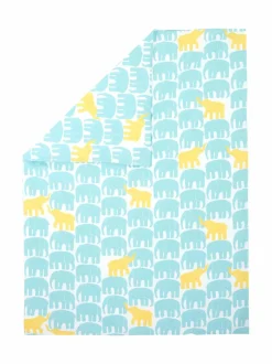 Liinavaatteet|Finlayson Elefantti Vapaa -vauvan pussilakanasetti LT. AQUA/YELLOW