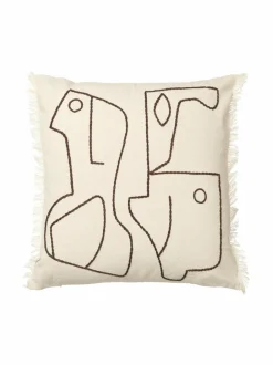 Huovat & Päiväpeitot|Ferm Living Figure-tyynynpäällinen, 50 x 50 cm OFF-WHITE/COFFEE