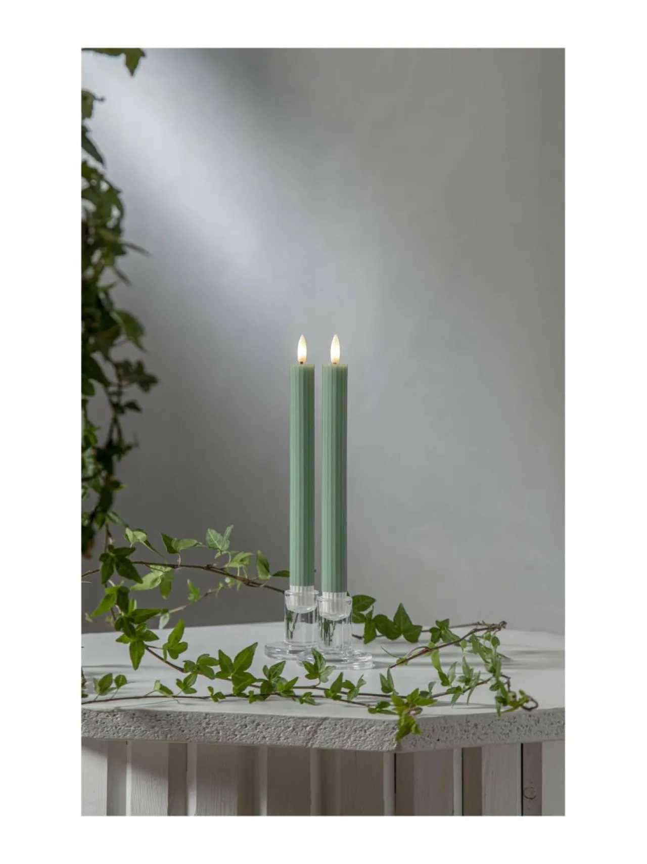 Jouluvalot|Star Trading Flamme Stripe LED -kynttilä 2,1 x 2,1 x 25 cm VIHREÄ