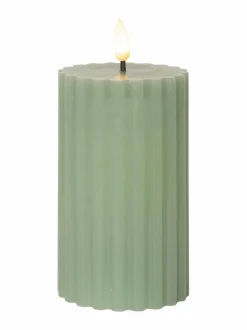Jouluvalot|Star Trading Flamme Stripe LED -kynttilä 7,5 x 7,5 x 15 cm VIHREÄ