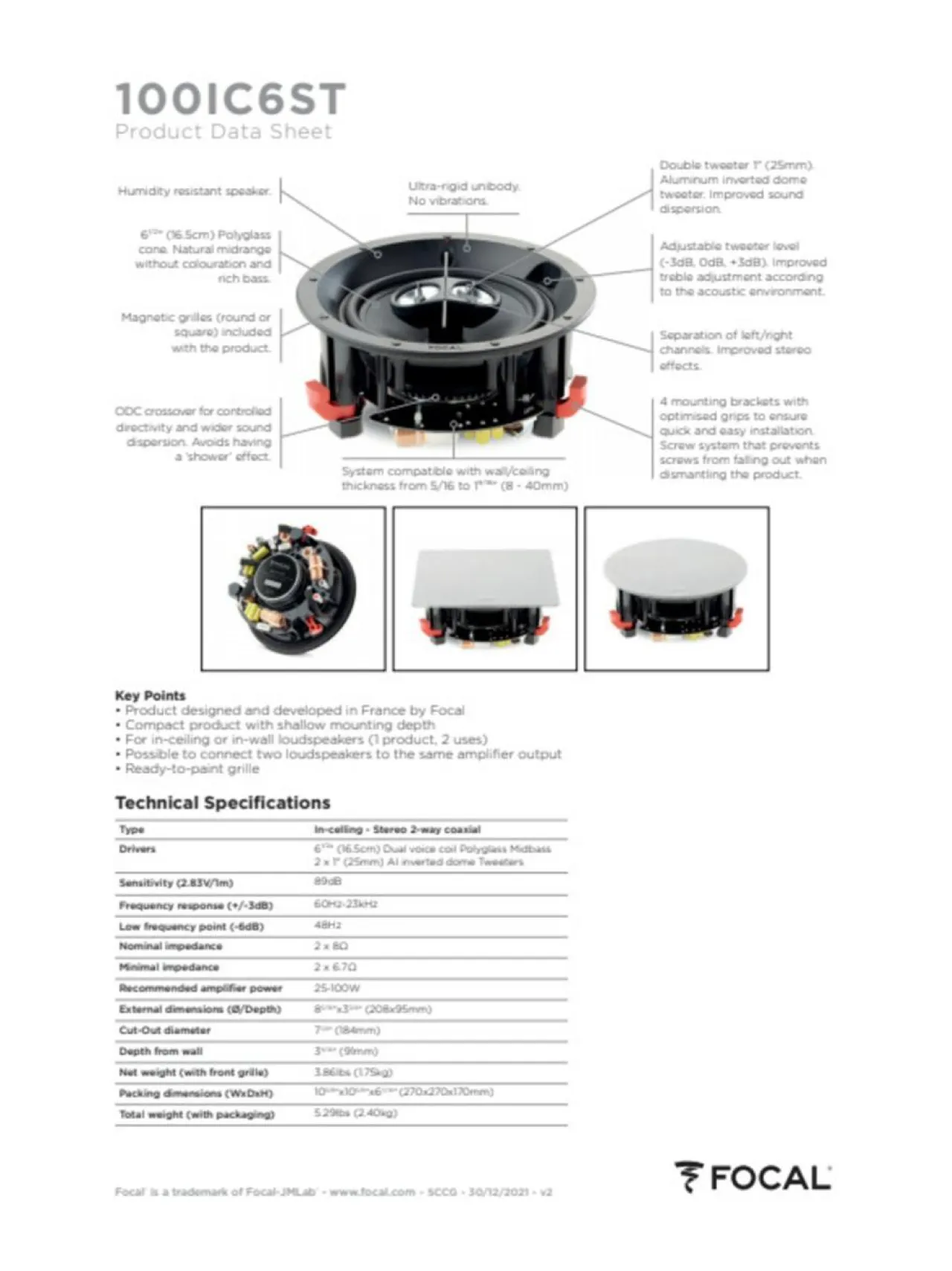 Audio|Focal 100 IC6ST asennuskaiutin