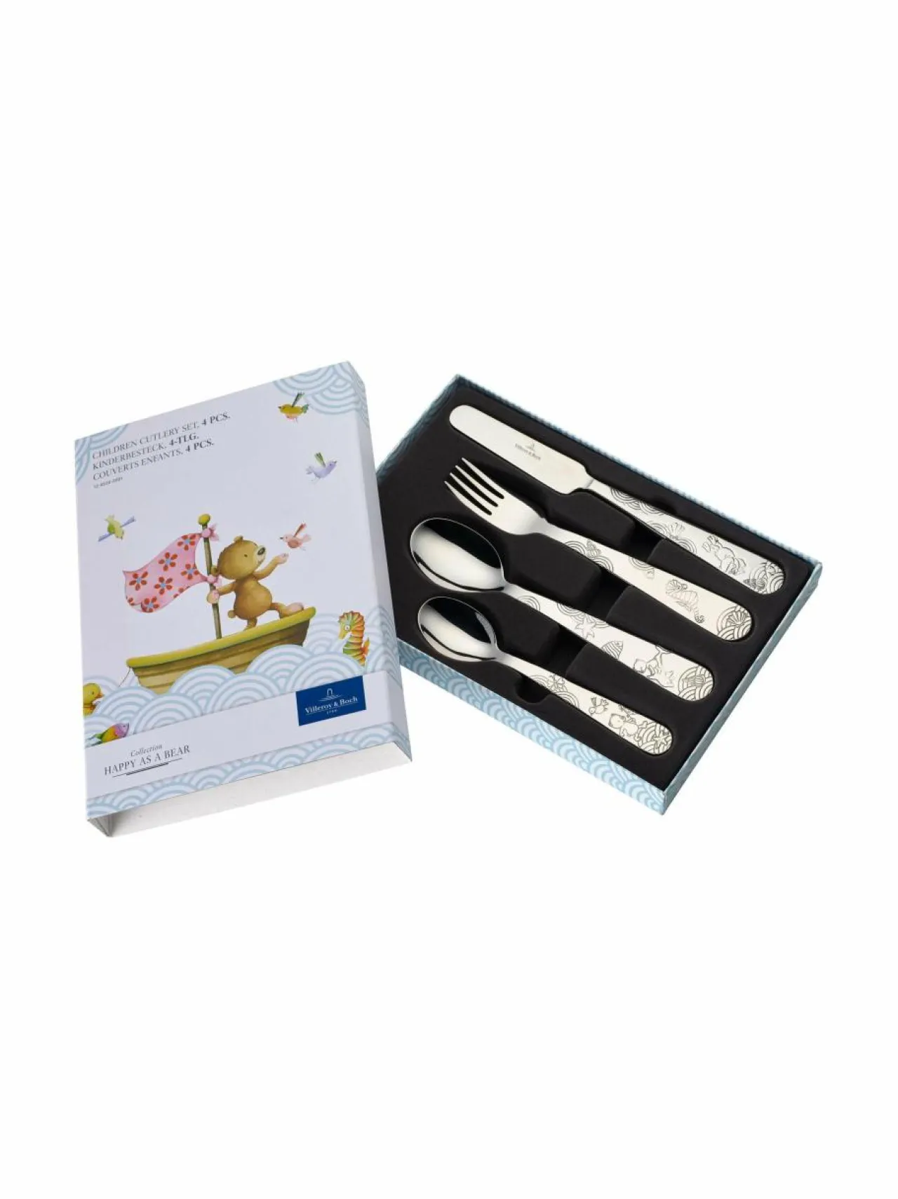 Aterimet & Tarjoiluvälineet|Villeroy & Boch Happy as a Bear -aterinsetti 4 osaa TERÄS