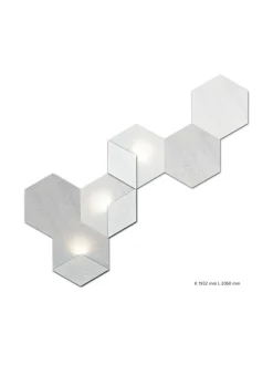 Taulut & Julisteet|Siinne Heksagon valoelementti 3+3 harmaasävyt VALKOINEN, VAALEANHARMAA JA KESKIHARMAA