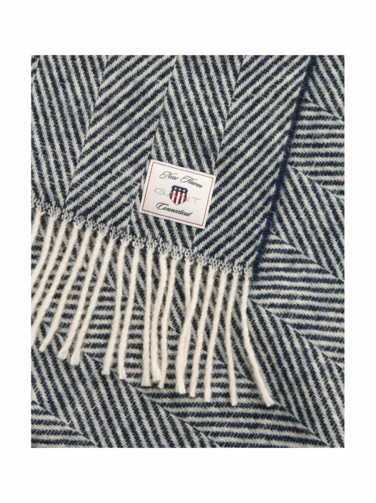 Huovat & Päiväpeitot|Gant Home Herringbone-villahuopa 130 x 200 cm 433 EVENING BLUE