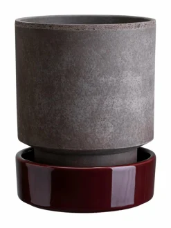 Ruukut & Istutusastiat|Bergs Potter Hoff Raw Glazed -ruukku Ø 18 cm GREY / DEEP BURGUNDY