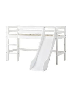 Lasten Kalusteet|Hoppekids ECO Dream puolikorkea sänky 70x160cm liukumäellä, valkoinen