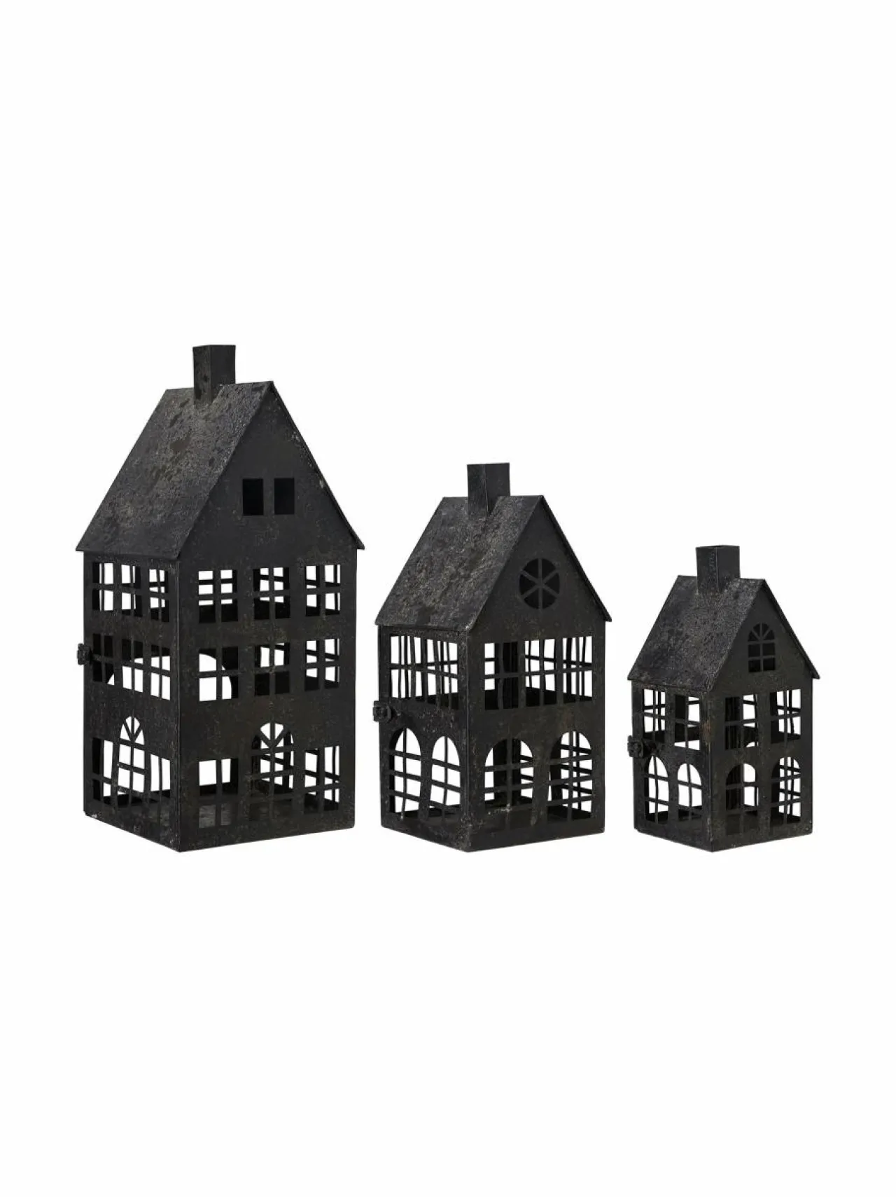 Puutarhakoristeet|Wikholm Form House-lyhty 12 x 25 cm ANTIQUE BLACK