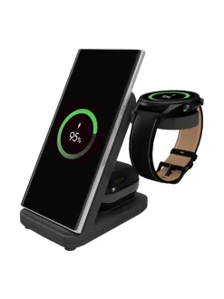 Puhelintarvikkeet|Fixed 3in1 langaton latausasema Samsungille MUSTA