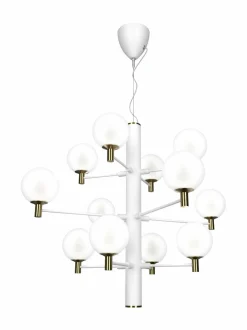 Kattovalaisimet|Design by Grönlund Jubileum 12 -kattovalaisin 70 cm WHITE / MAT BRASS / OPAL GLASS