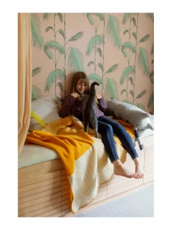 Huovat & Päiväpeitot|Lapuan Kankurit Kaamos- villahuopa 100 x 150 cm 7 WHITE-COFFEE DYED ORANGE