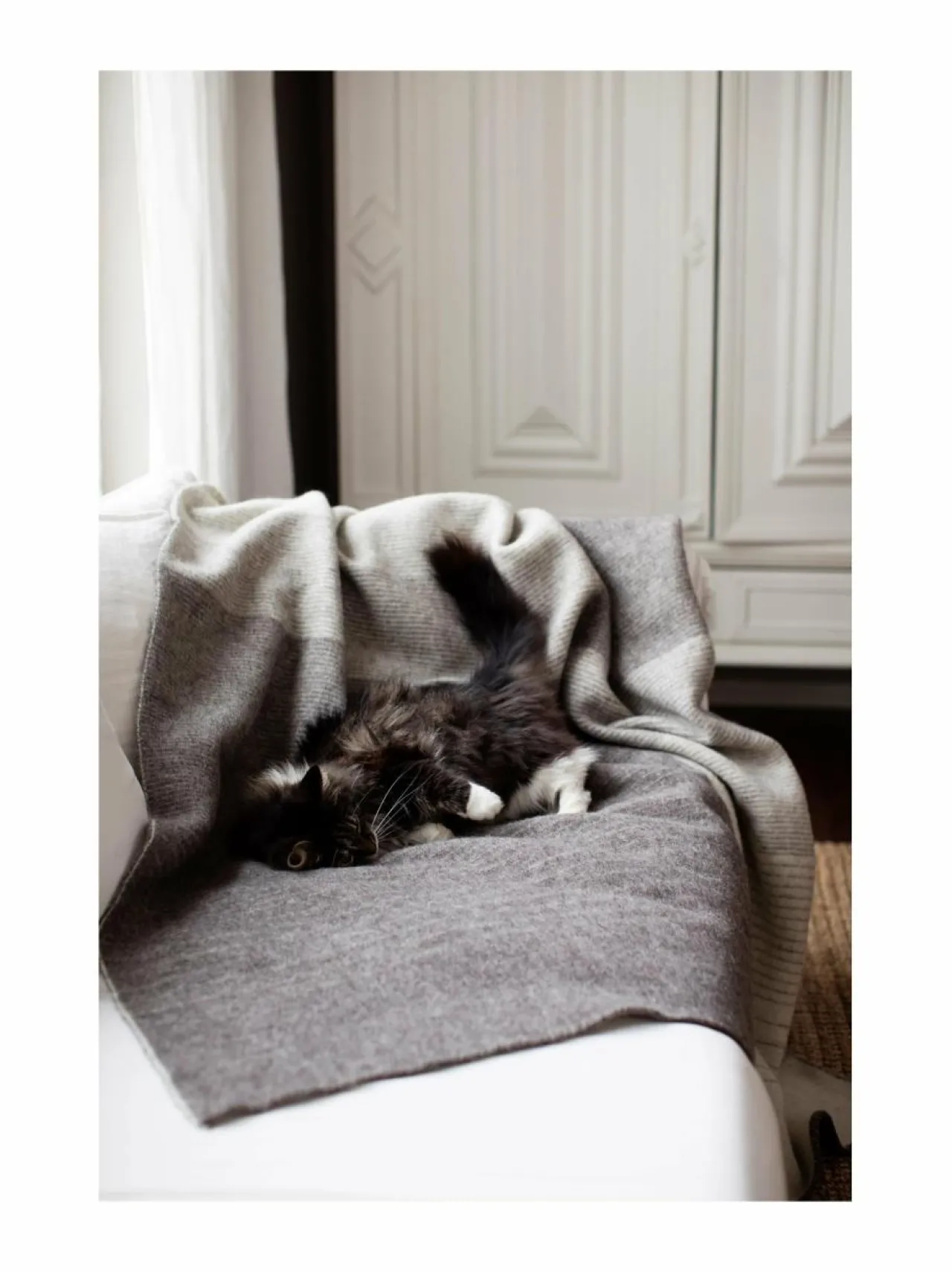 Huovat & Päiväpeitot|Lapuan Kankurit Kaamos-villahuopa 8 WHITE-NATURE'S BEIGE