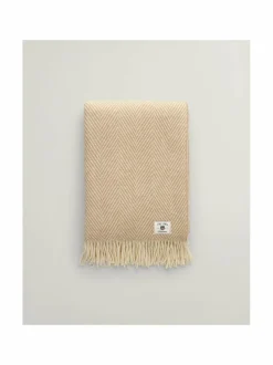 Huovat & Päiväpeitot|Gant Home Kalanruotokuvioinen villainen torkkupeite 248 DARK KHAKI