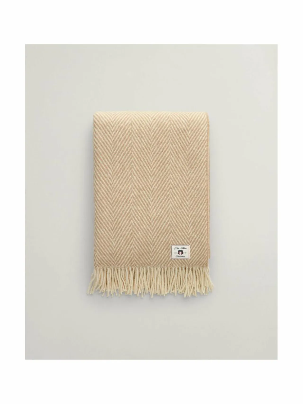 Huovat & Päiväpeitot|Gant Home Kalanruotokuvioinen villainen torkkupeite 248 DARK KHAKI