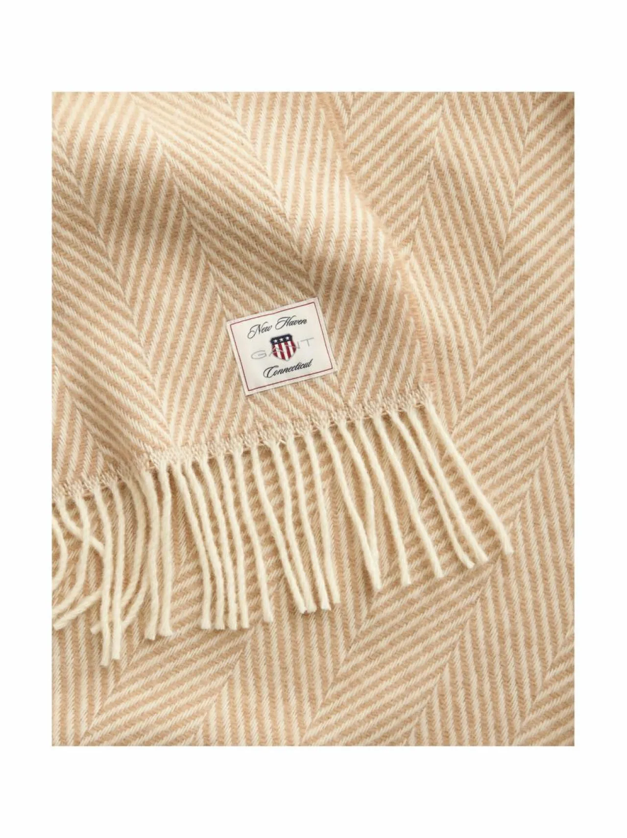 Huovat & Päiväpeitot|Gant Home Kalanruotokuvioinen villainen torkkupeite 248 DARK KHAKI